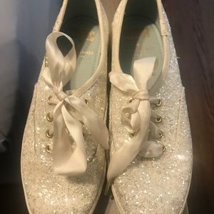 Kate spade white glitter shoes